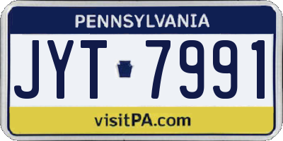 PA license plate JYT7991