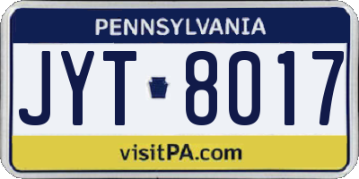 PA license plate JYT8017