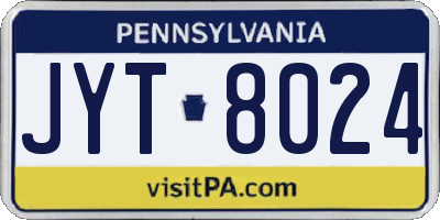 PA license plate JYT8024
