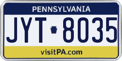 PA license plate JYT8035