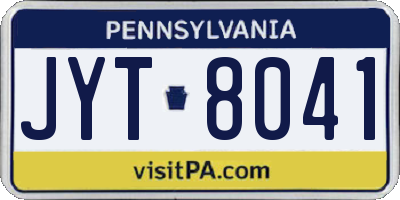 PA license plate JYT8041