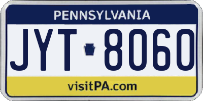 PA license plate JYT8060