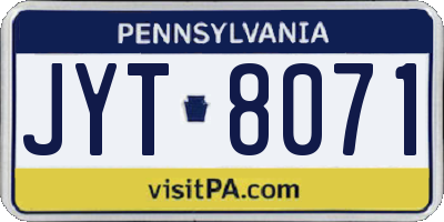 PA license plate JYT8071
