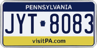 PA license plate JYT8083