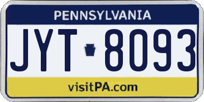 PA license plate JYT8093