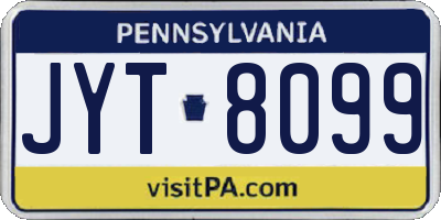 PA license plate JYT8099