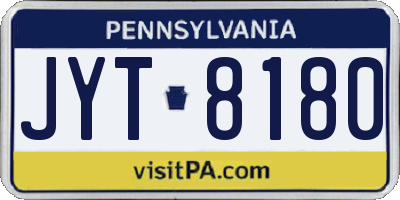 PA license plate JYT8180