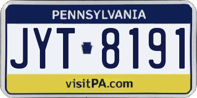 PA license plate JYT8191
