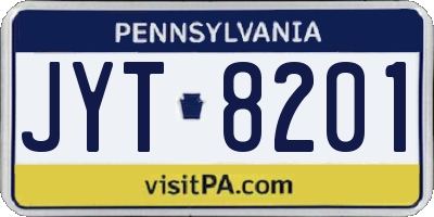 PA license plate JYT8201