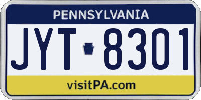 PA license plate JYT8301