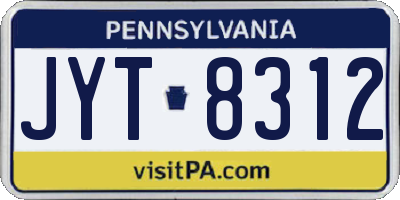 PA license plate JYT8312