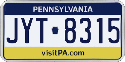 PA license plate JYT8315