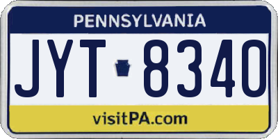 PA license plate JYT8340