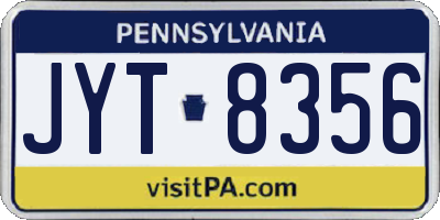 PA license plate JYT8356