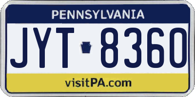 PA license plate JYT8360