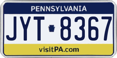 PA license plate JYT8367
