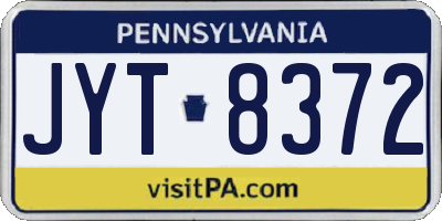 PA license plate JYT8372