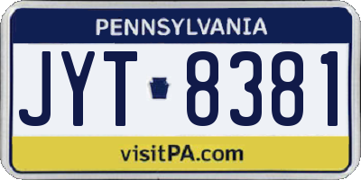 PA license plate JYT8381