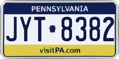 PA license plate JYT8382