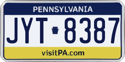 PA license plate JYT8387