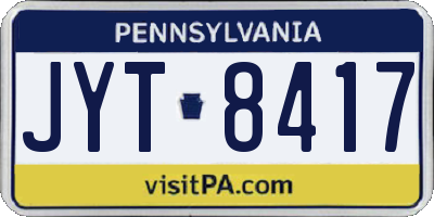 PA license plate JYT8417
