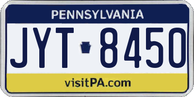 PA license plate JYT8450
