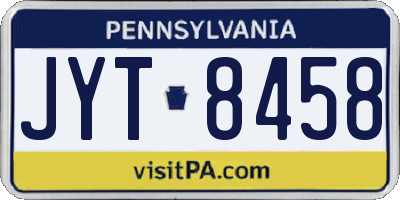 PA license plate JYT8458