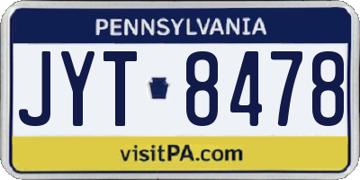 PA license plate JYT8478