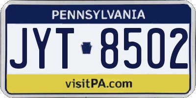 PA license plate JYT8502