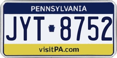 PA license plate JYT8752