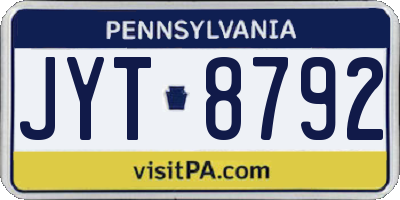 PA license plate JYT8792