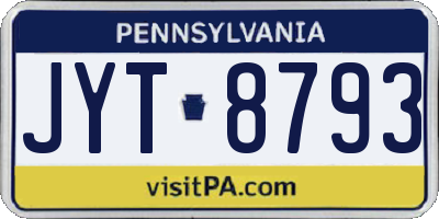 PA license plate JYT8793