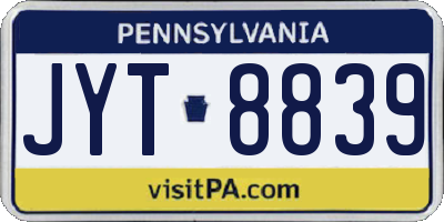 PA license plate JYT8839
