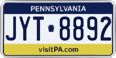 PA license plate JYT8892
