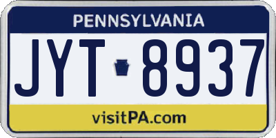 PA license plate JYT8937