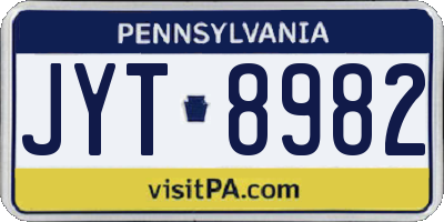 PA license plate JYT8982