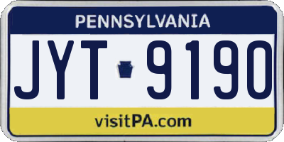 PA license plate JYT9190