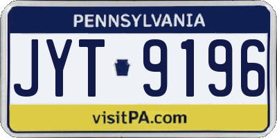 PA license plate JYT9196