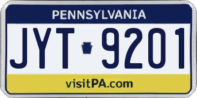 PA license plate JYT9201