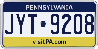 PA license plate JYT9208