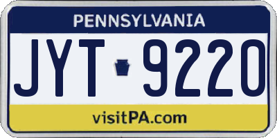 PA license plate JYT9220