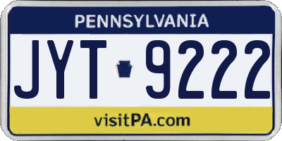 PA license plate JYT9222