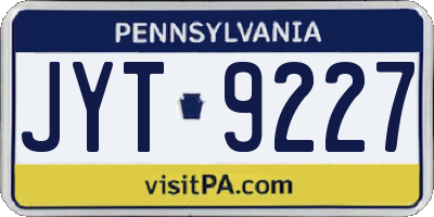 PA license plate JYT9227
