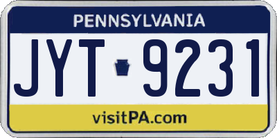 PA license plate JYT9231