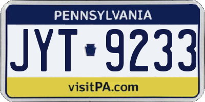 PA license plate JYT9233