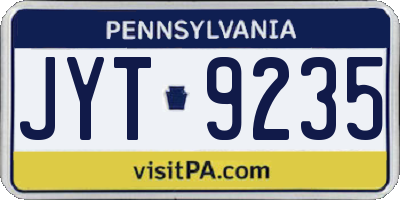 PA license plate JYT9235