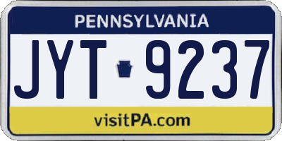 PA license plate JYT9237