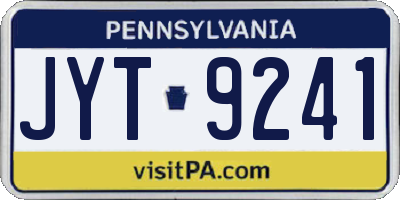 PA license plate JYT9241
