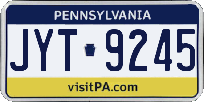 PA license plate JYT9245