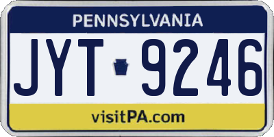 PA license plate JYT9246